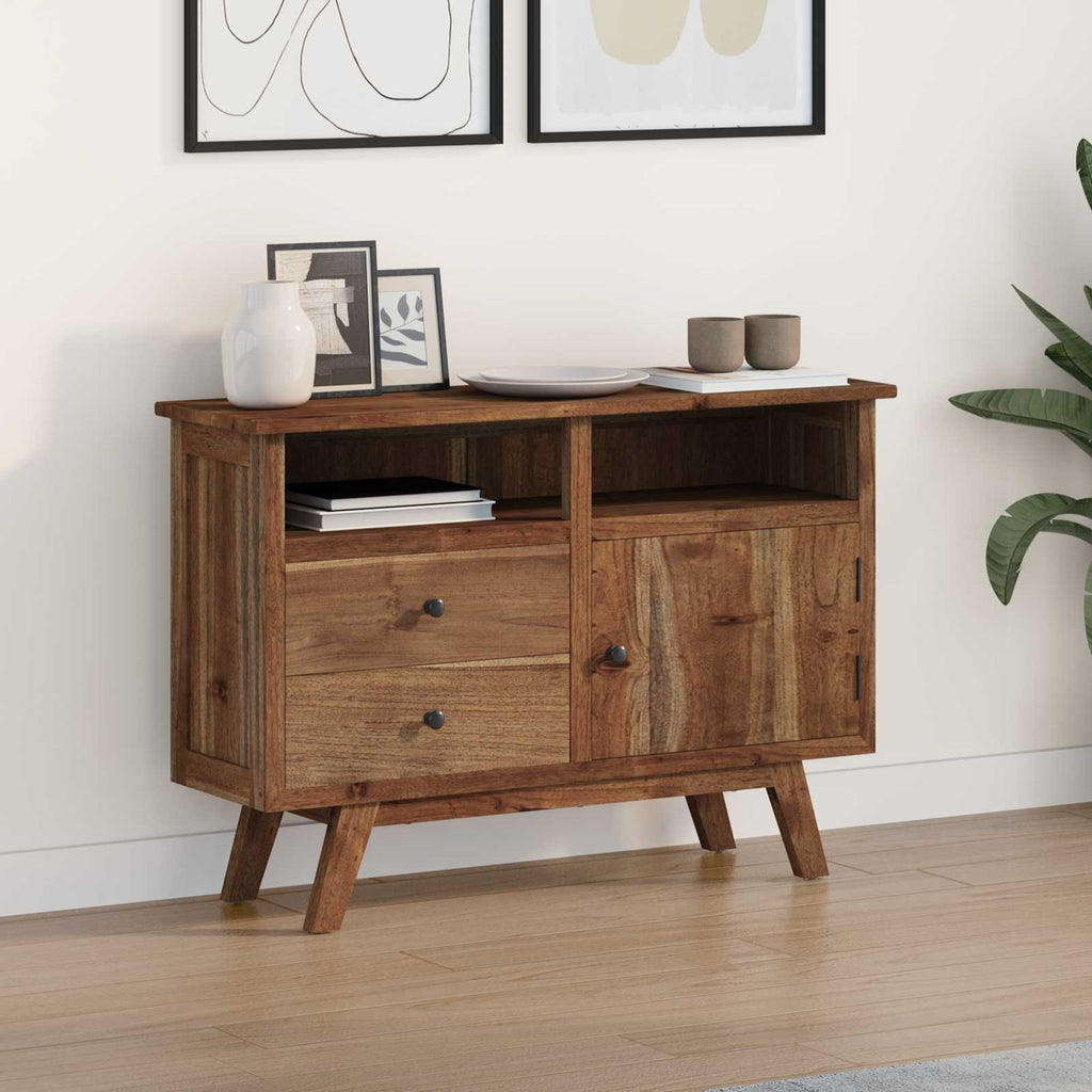 Sideboard with Drawer Natural 100 x 30 x 68 cm Solid Teak Wood