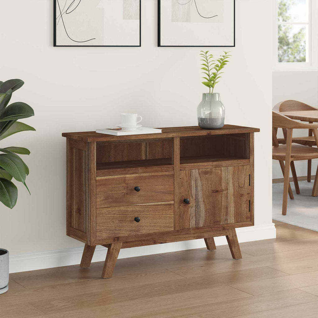 Sideboard with Drawer Natural 100 x 30 x 68 cm Solid Teak Wood