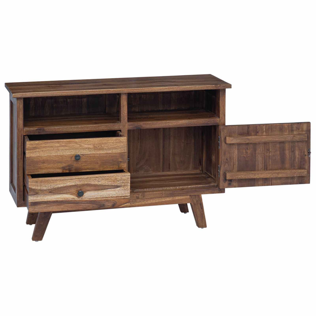 Sideboard with Drawer Natural 100 x 30 x 68 cm Solid Teak Wood