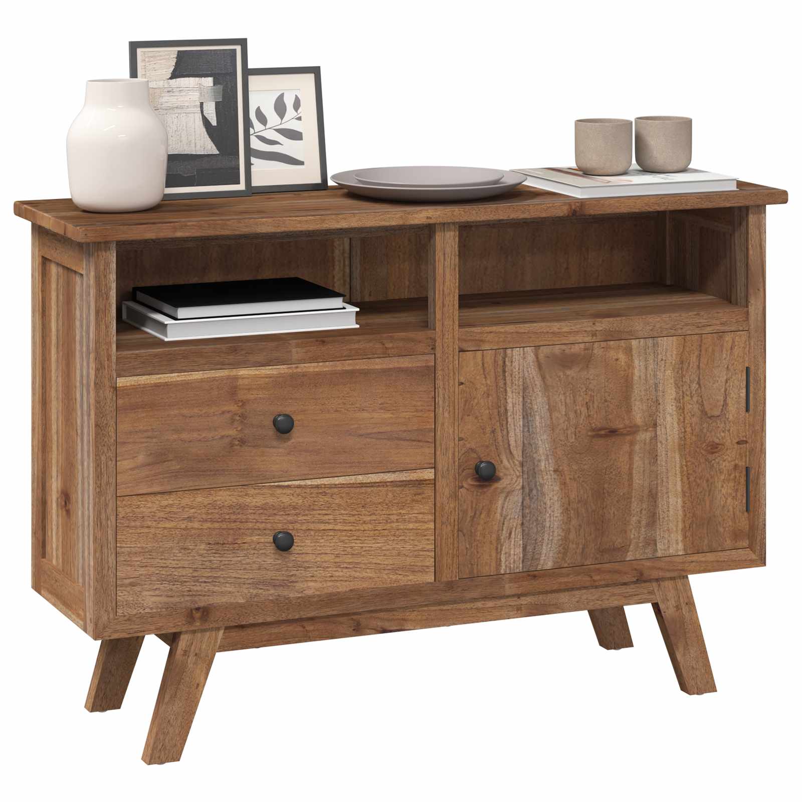 Sideboard with Drawer Natural 100 x 30 x 68 cm Solid Teak Wood
