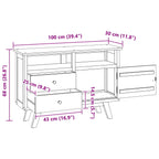 Sideboard with Drawer Natural 100 x 30 x 68 cm Solid Teak Wood