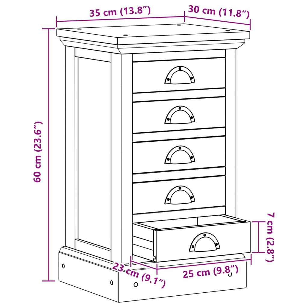 Chest of Drawers Brown 35 x 30 x 60 cm Solid Teak Wood