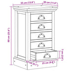 Chest of Drawers Brown 35 x 30 x 60 cm Solid Teak Wood