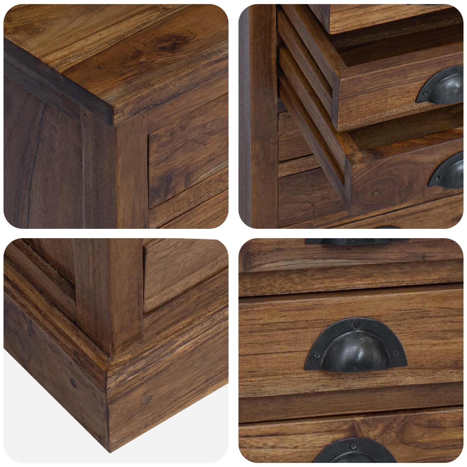 Chest of Drawers Brown 35 x 30 x 110 cm Solid Teak Wood