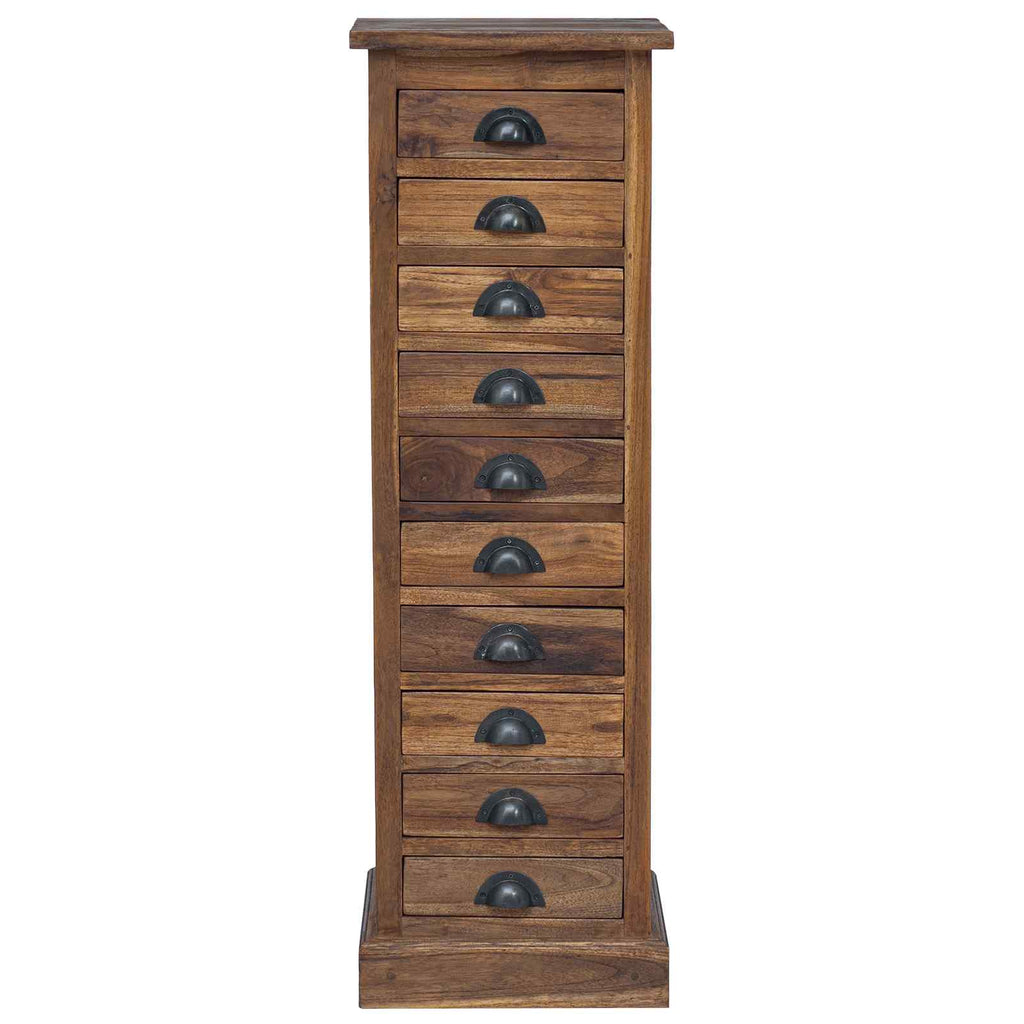 Chest of Drawers Brown 35 x 30 x 110 cm Solid Teak Wood