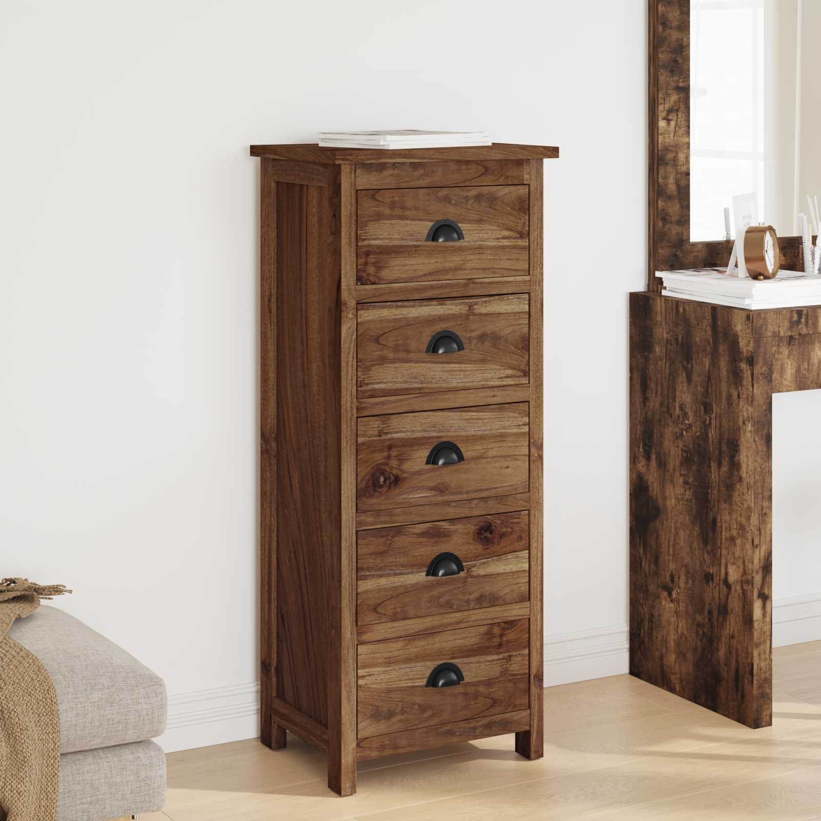 Chest of Drawers Brown 45 x 35 x 110 cm Solid Teak Wood