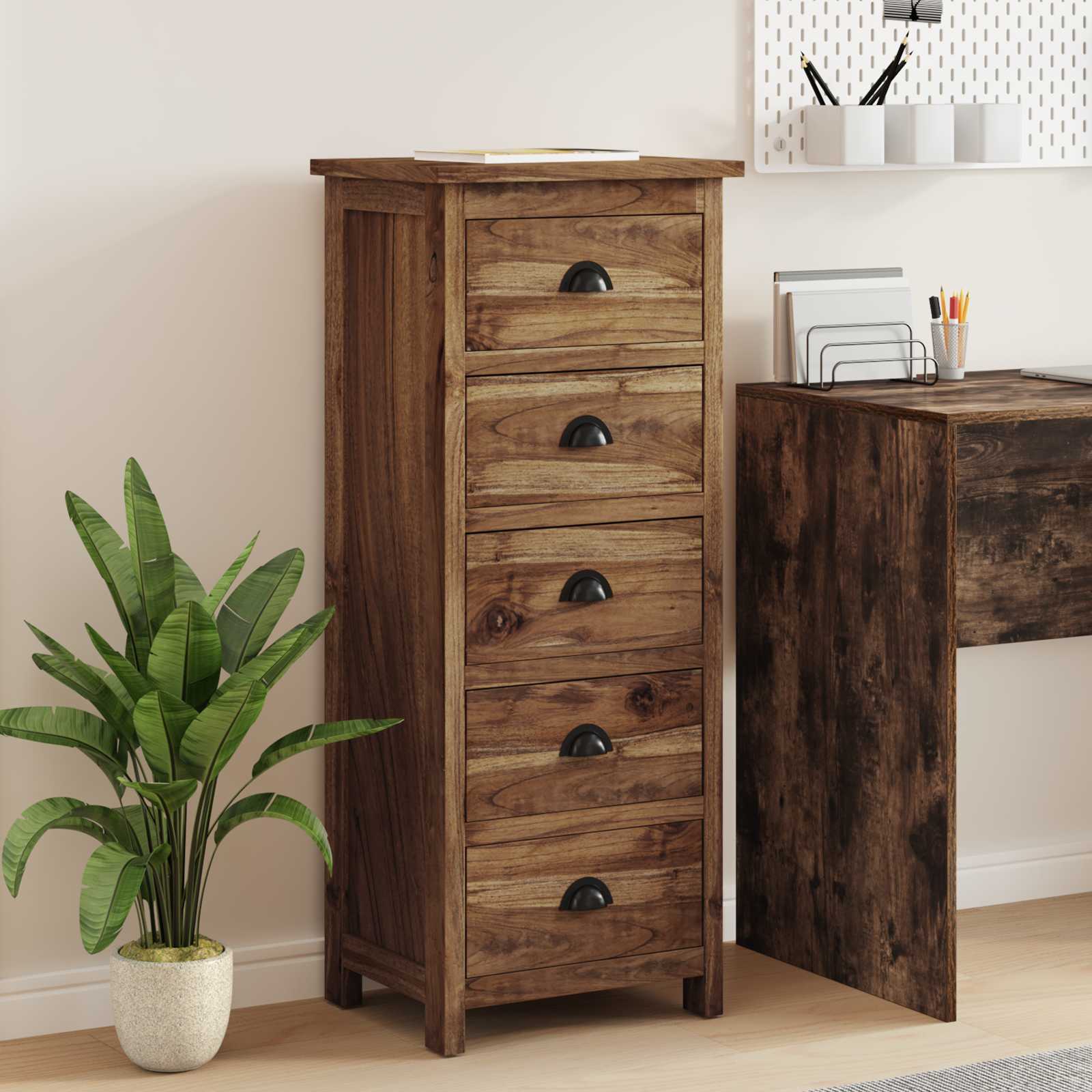 Chest of Drawers Brown 45 x 35 x 110 cm Solid Teak Wood