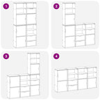 Side Cabinets 4 pcs "ODDA" White 40x24x79 cm Solid Wood Pine