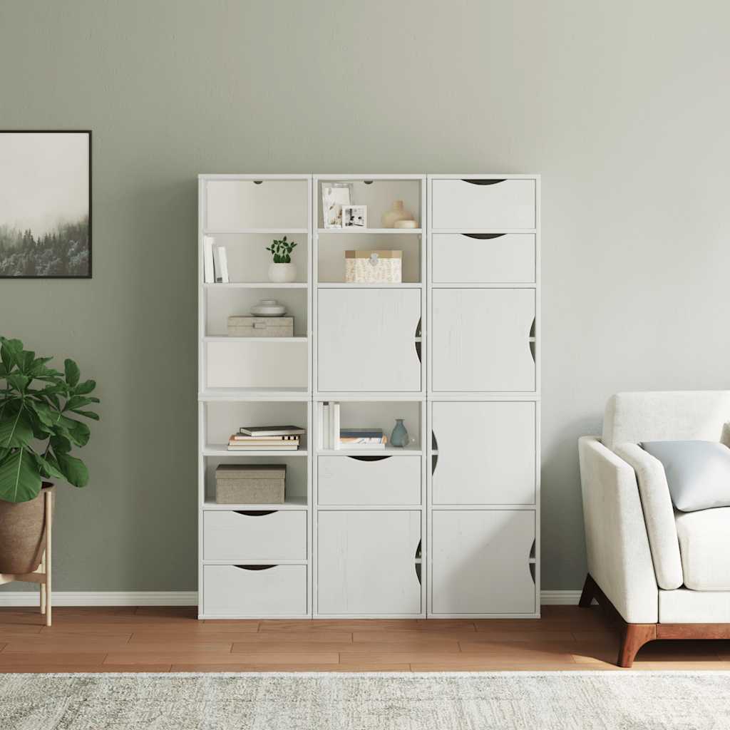 Side Cabinets 6 pcs "ODDA" White 40x24x79 cm Solid Wood Pine