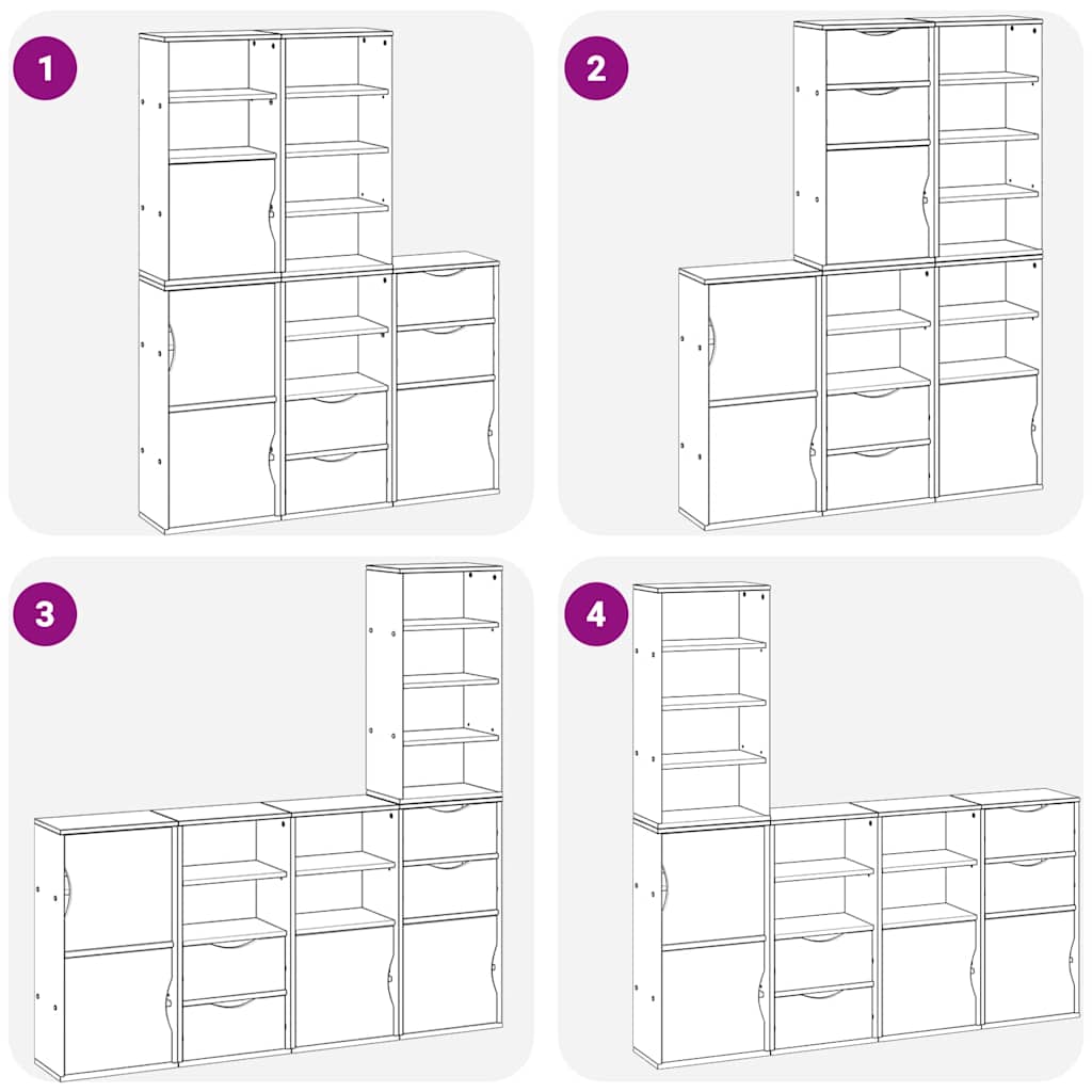 Side Cabinets 5 pcs "ODDA" White 40x24x79 cm Solid Wood Pine