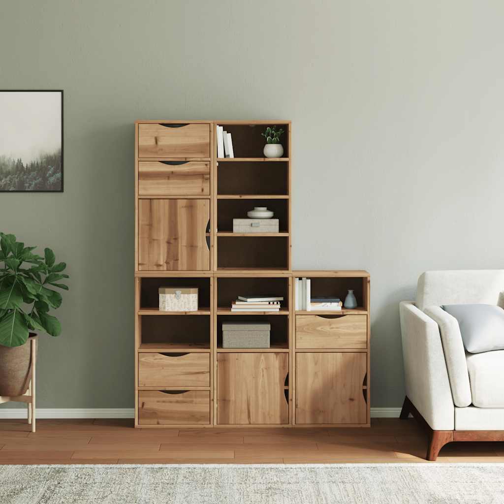 Side Cabinets 5 pcs ODDA 40x24x79 cm Solid Wood Pine