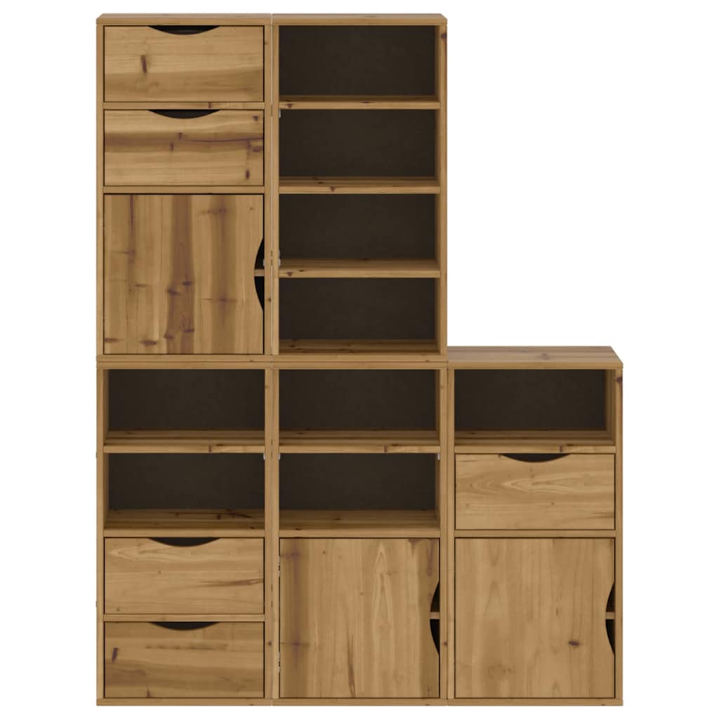 Side Cabinets 5 pcs ODDA 40x24x79 cm Solid Wood Pine