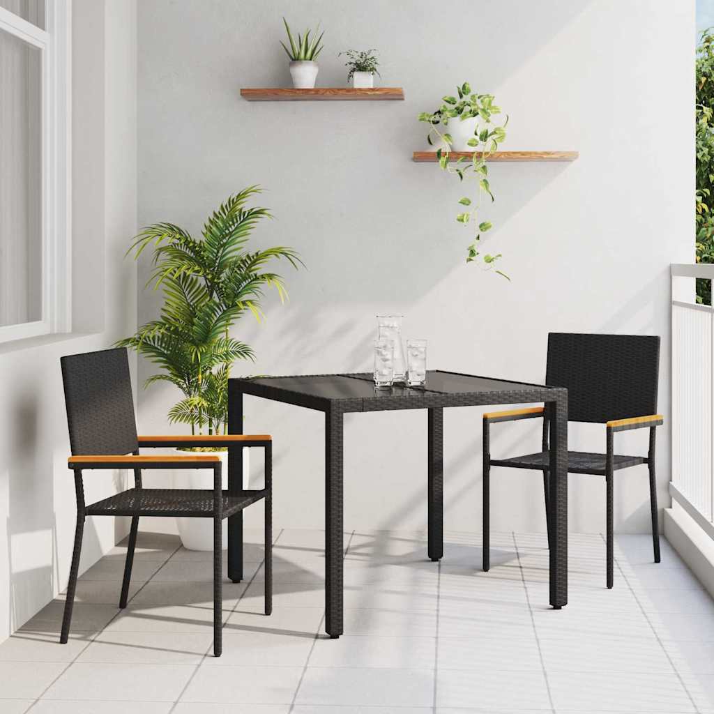 Garden Dining Set 3 pcs Black Poly Rattan