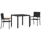 Garden Dining Set 3 pcs Black Poly Rattan