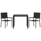 Garden Dining Set 3 pcs Black Poly Rattan