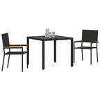 Garden Dining Set 3 pcs Black Poly Rattan