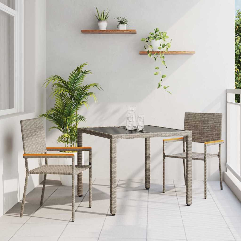 Garden Dining Set 3 pcs Grey Poly Rattan