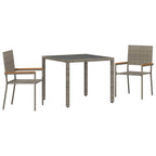Garden Dining Set 3 pcs Grey Poly Rattan