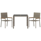 Garden Dining Set 3 pcs Grey Poly Rattan