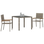 Garden Dining Set 3 pcs Grey Poly Rattan