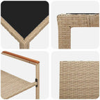 Garden Dining Set 3 pcs Beige Poly Rattan