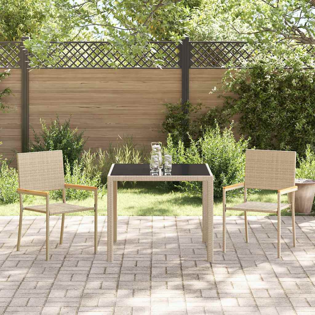 Garden Dining Set 3 pcs Beige Poly Rattan
