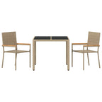 Garden Dining Set 3 pcs Beige Poly Rattan