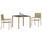 Garden Dining Set 3 pcs Beige Poly Rattan