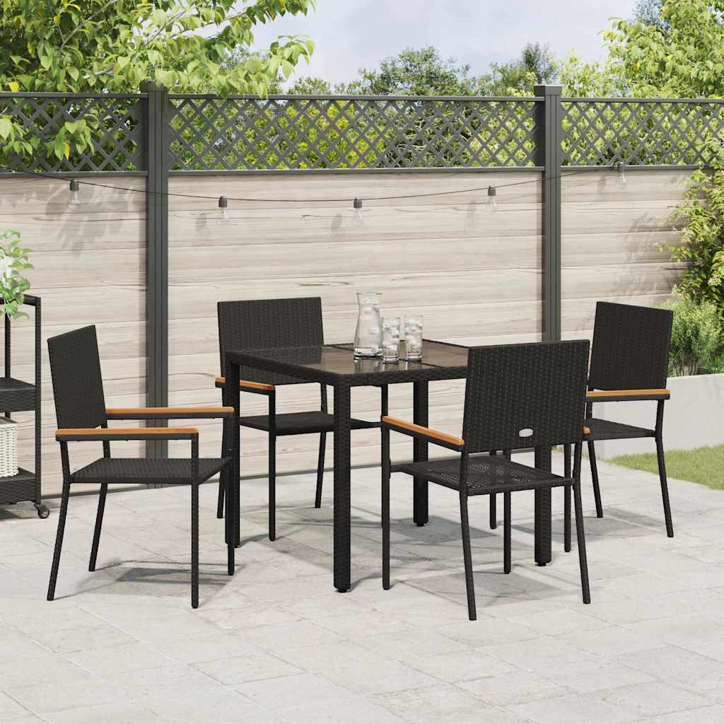 Garden Dining Set 5 pcs Black Poly Rattan