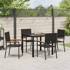 Garden Dining Set 5 pcs Black Poly Rattan
