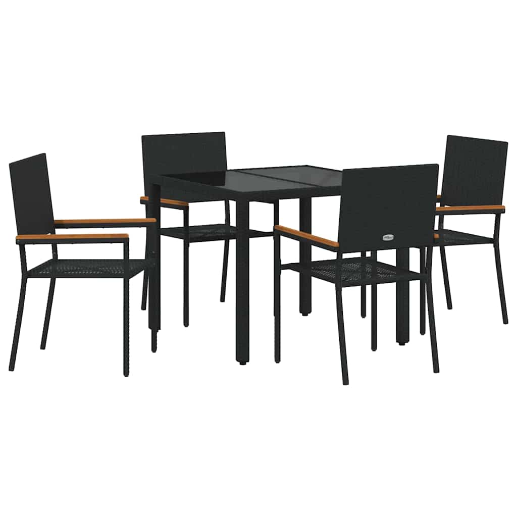 Garden Dining Set 5 pcs Black Poly Rattan