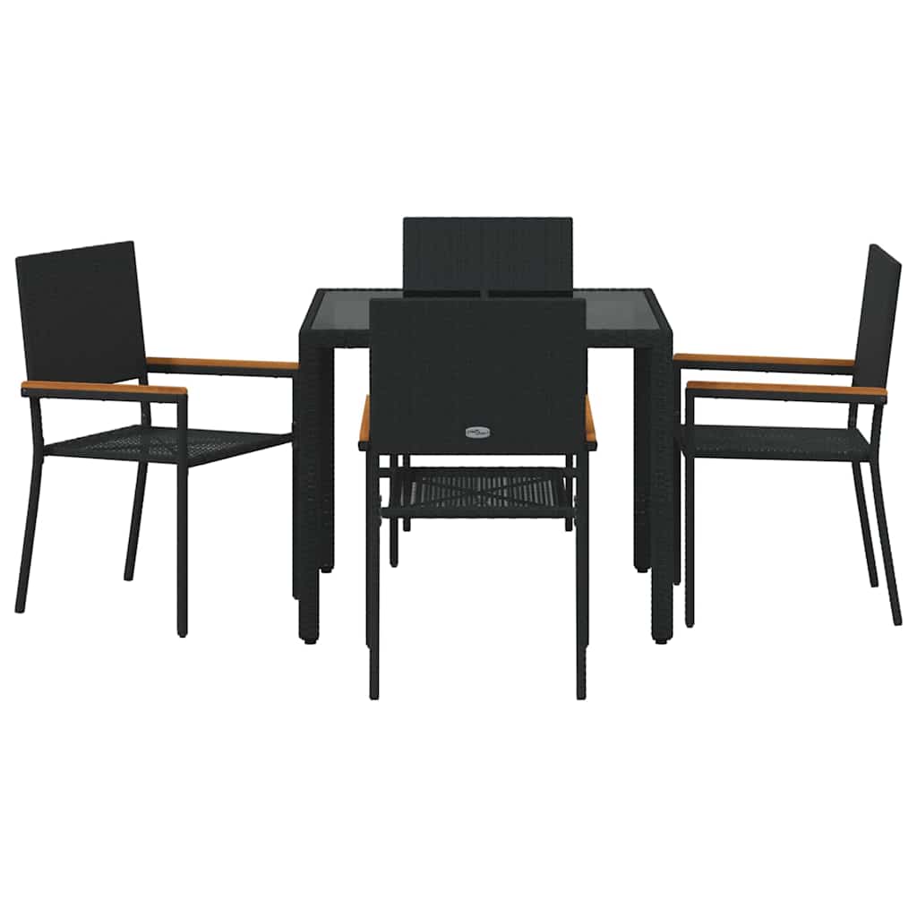 Garden Dining Set 5 pcs Black Poly Rattan