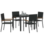Garden Dining Set 5 pcs Black Poly Rattan
