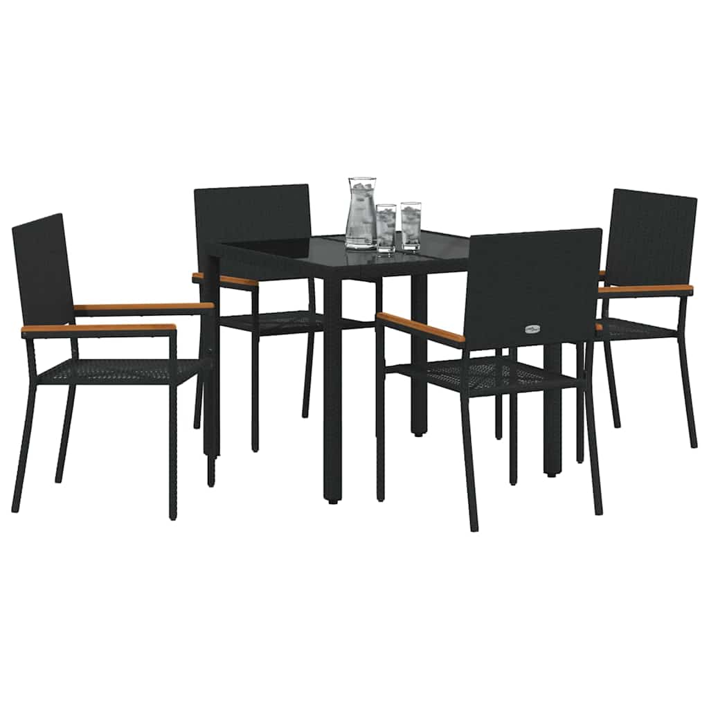 Garden Dining Set 5 pcs Black Poly Rattan