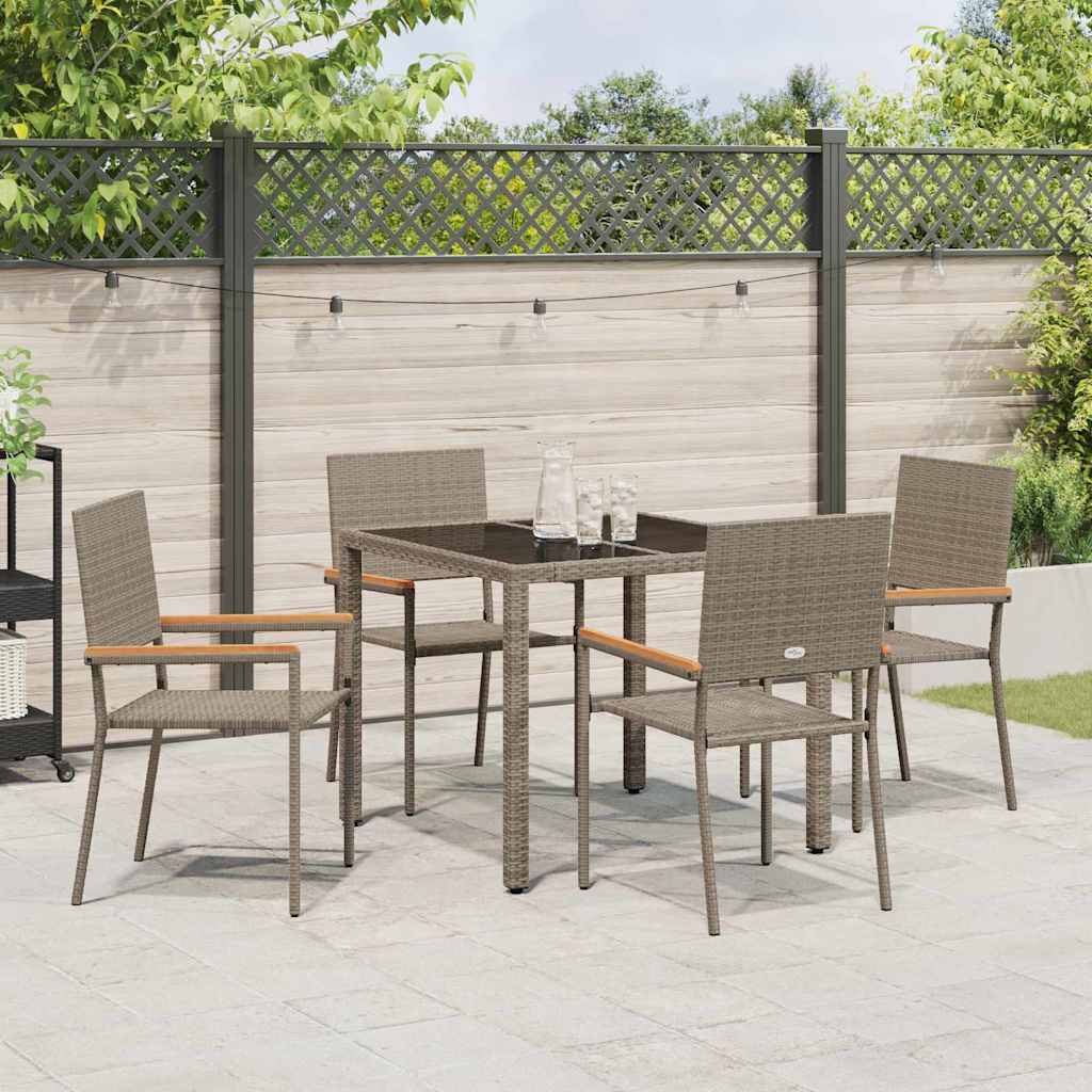 Garden Dining Set 5 pcs Grey Poly Rattan