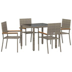 Garden Dining Set 5 pcs Grey Poly Rattan