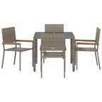 Garden Dining Set 5 pcs Grey Poly Rattan