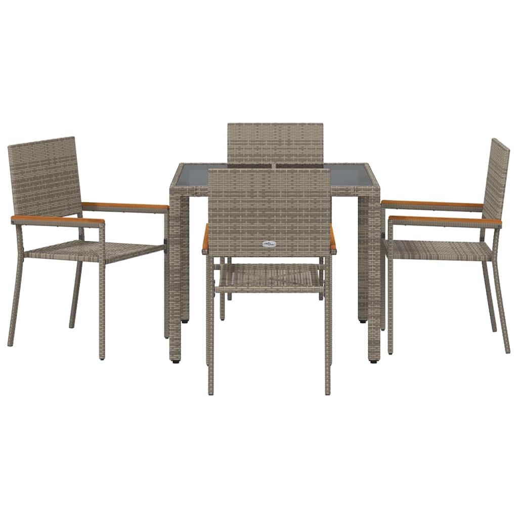Garden Dining Set 5 pcs Grey Poly Rattan