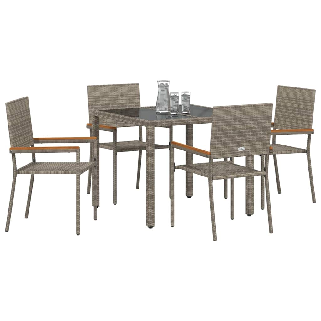 Garden Dining Set 5 pcs Grey Poly Rattan
