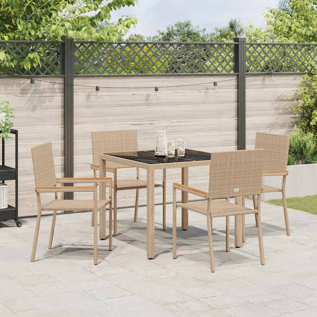 Garden Dining Set 5 pcs Beige Poly Rattan
