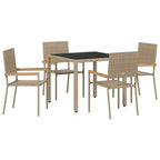 Garden Dining Set 5 pcs Beige Poly Rattan