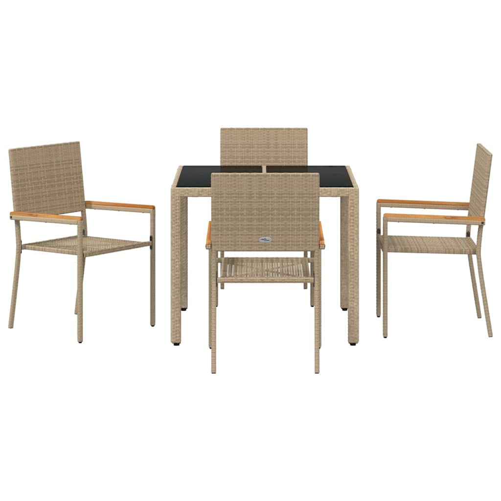 Garden Dining Set 5 pcs Beige Poly Rattan