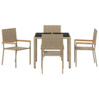 Garden Dining Set 5 pcs Beige Poly Rattan