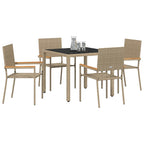 Garden Dining Set 5 pcs Beige Poly Rattan