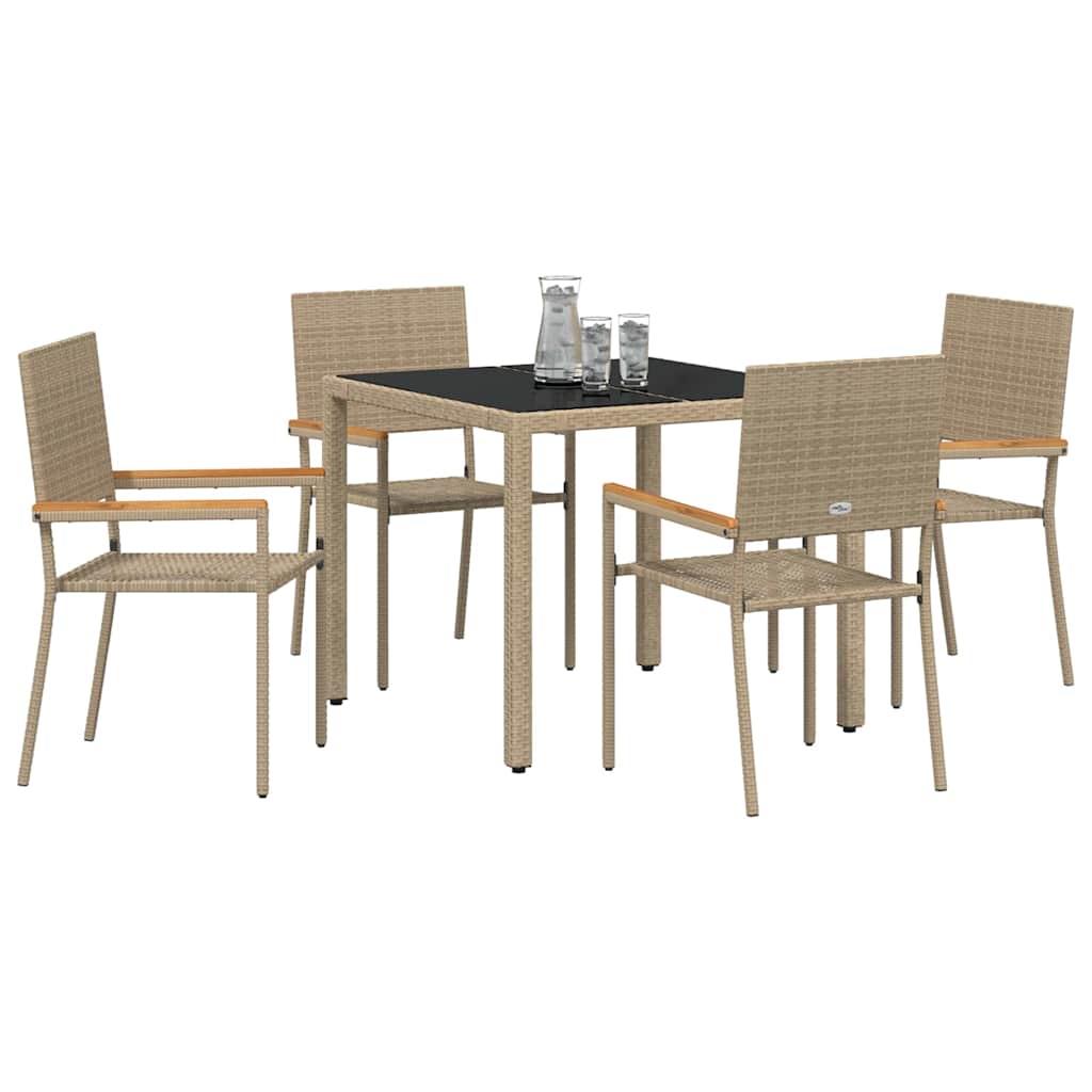 Garden Dining Set 5 pcs Beige Poly Rattan