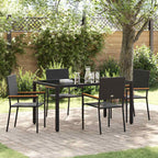Garden Dining Set 5 pcs Black Poly Rattan