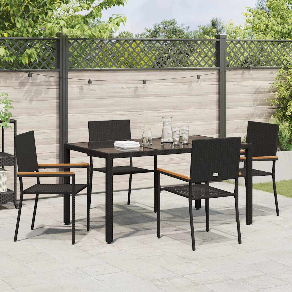Garden Dining Set 5 pcs Black Poly Rattan
