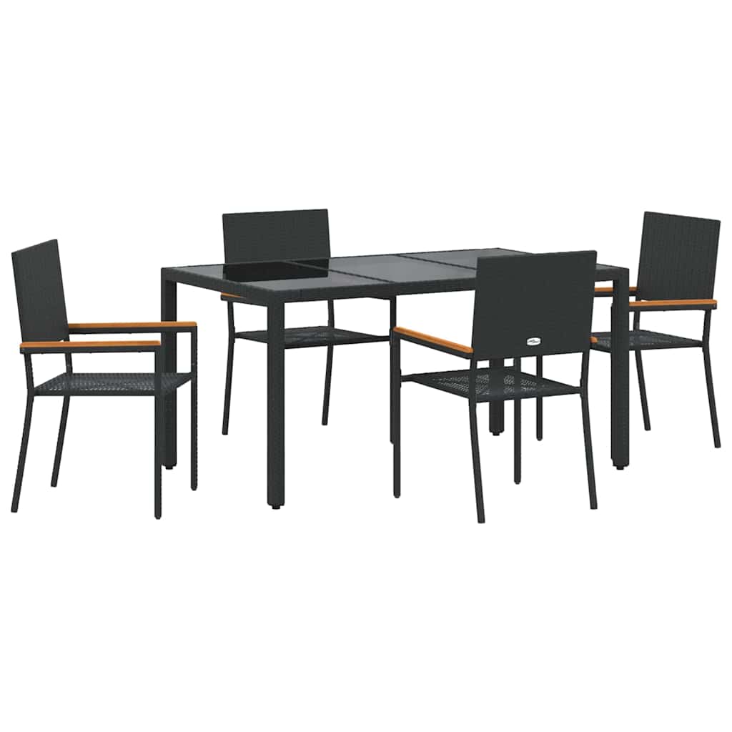 Garden Dining Set 5 pcs Black Poly Rattan