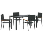Garden Dining Set 5 pcs Black Poly Rattan