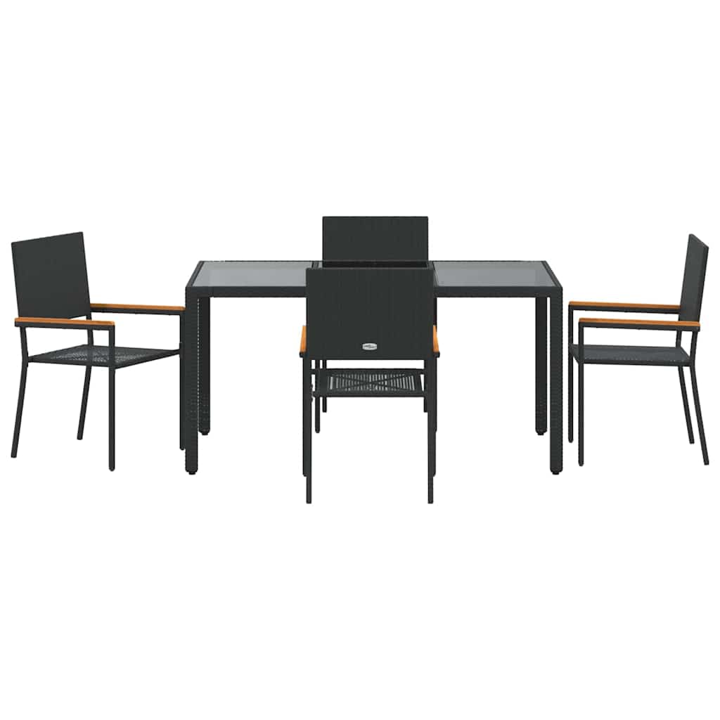 Garden Dining Set 5 pcs Black Poly Rattan